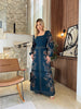 Vestido Floral Étnico Decote Quadrado