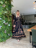 Vestido Jardim Noturno Lastex Na Cintura